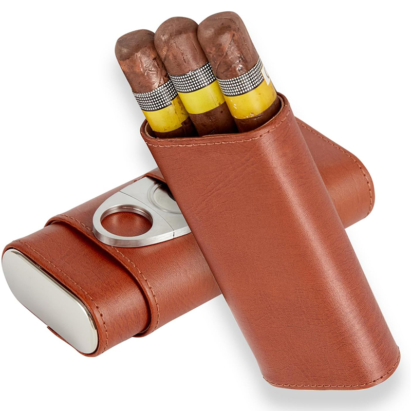 Premium Cigar Case - Portable Cigar Humidor Kit, Premium Leather