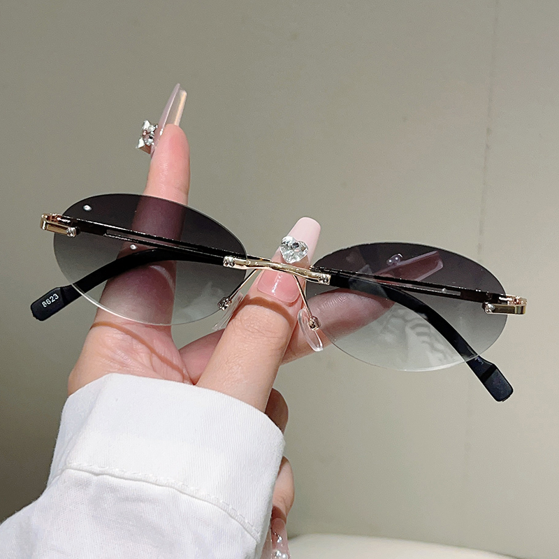Rimless Oval Sunglasses Women  - Sunglasses Uv400 评论和价格