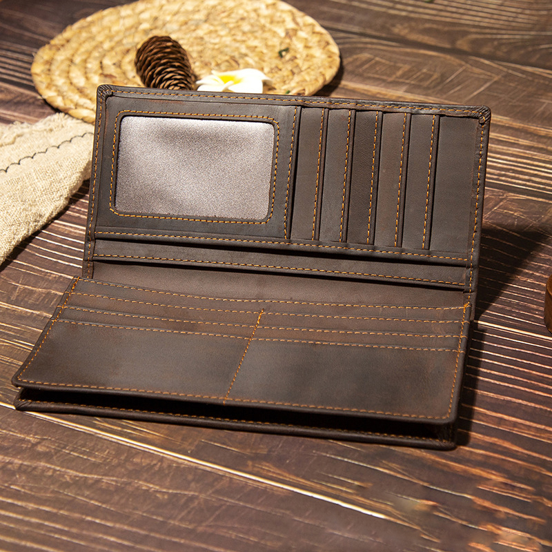 Men's Genuine Leather Long Wal - Leather Wallet Men 评论和价格