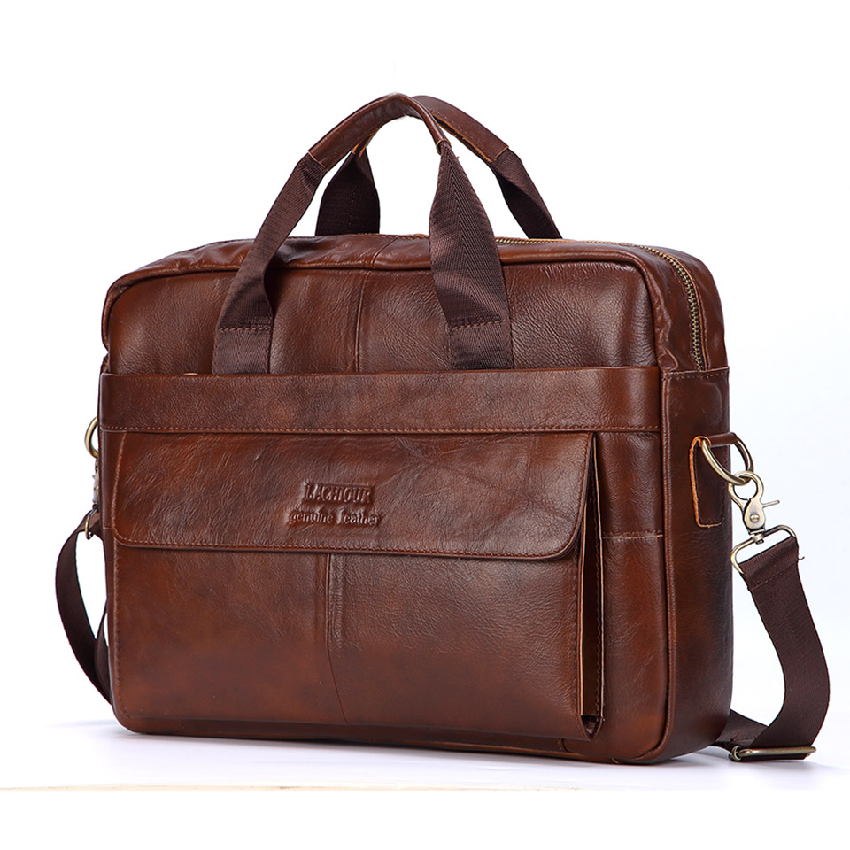 Men Genuine Leather Handbag Fa - Leather Briefcase 评论和价格