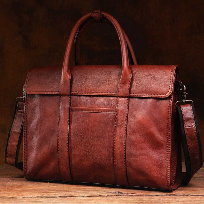 Vegetable tanned leather handb - Leather Briefcase 评论和价格