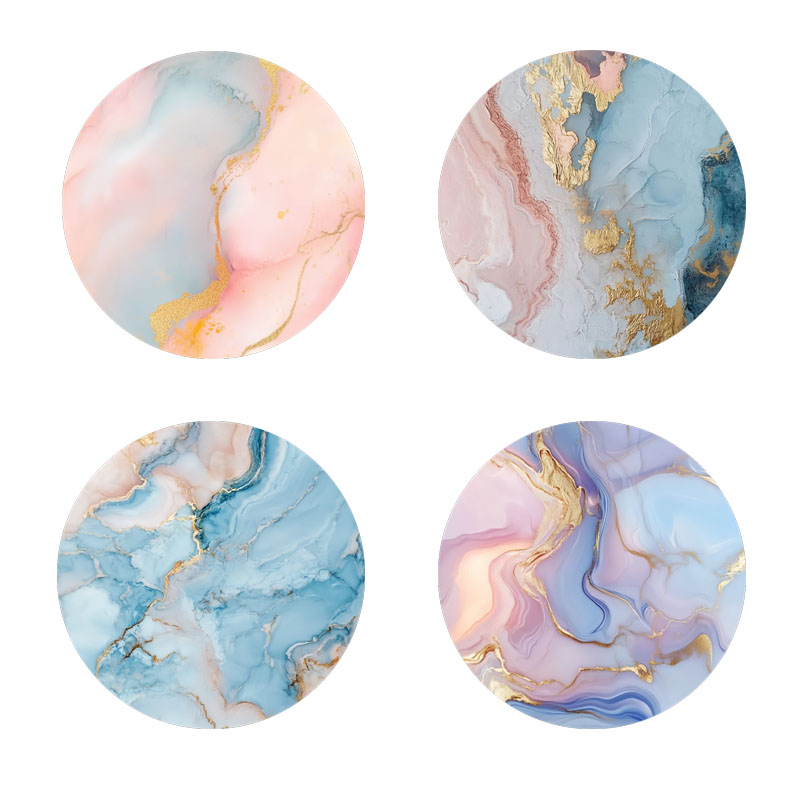 4 Pieces of Marble Pattern Pri - Marble Coaster Set 评论和价格