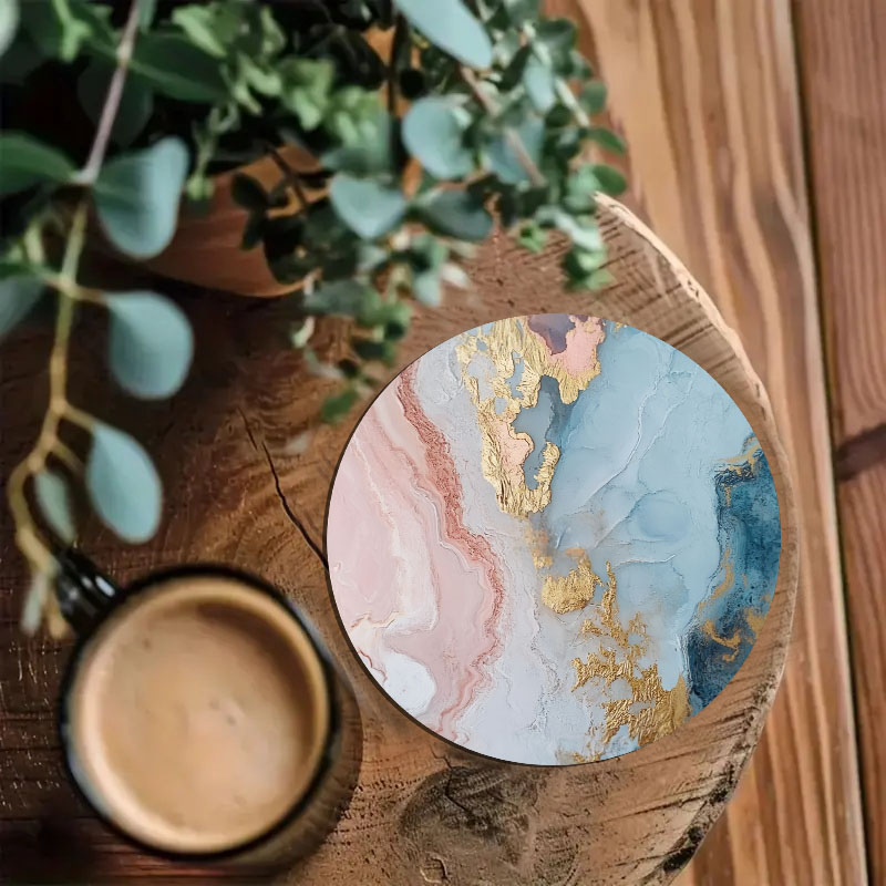 4 Pieces of Marble Pattern Pri - Marble Coaster Set 评论和价格