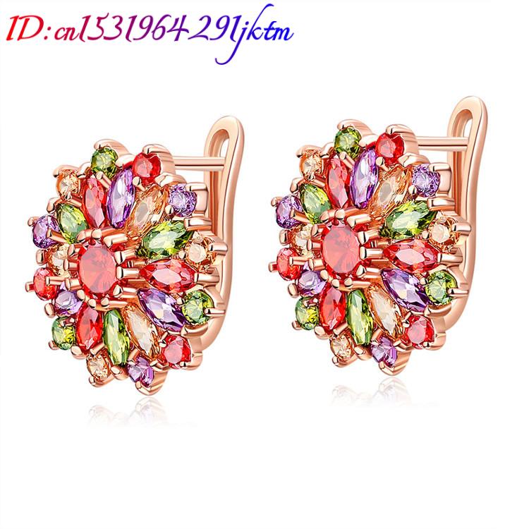Natural Crystal Flower Earring - Gold Plated Jewelry 评论和价格