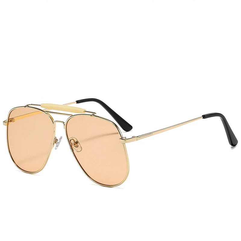 Retro Metal Double Bridge Pilo - Designer Sunglasses 评论和价格