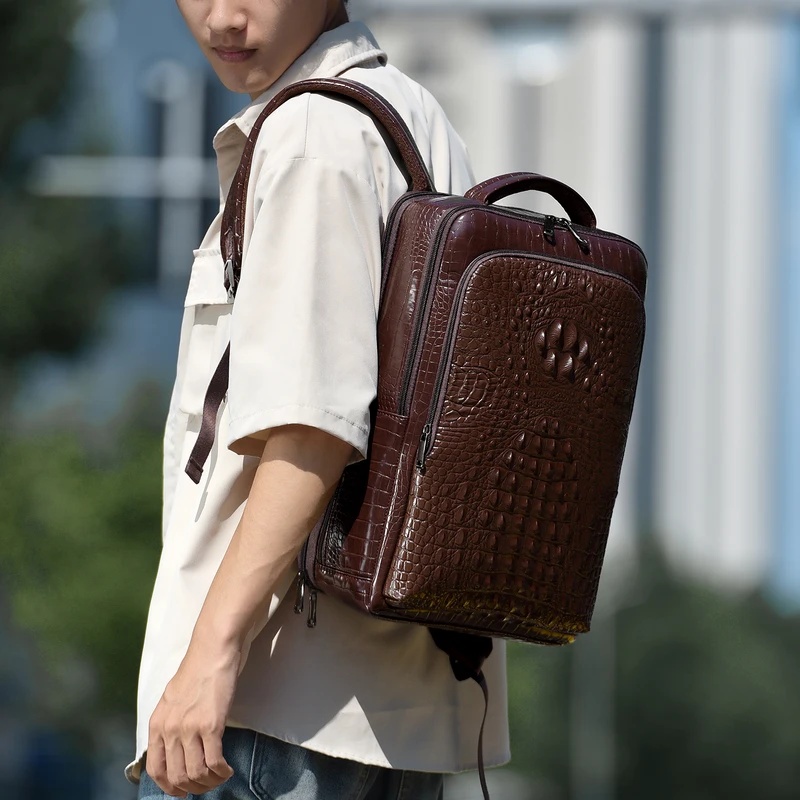 New Men's Crocodile Patterned  - Leather Briefcase 评论和价格